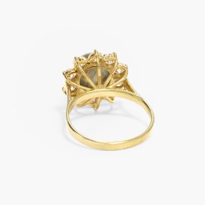 Anillo Big Bloom Oro con labradorita de 8 mm.